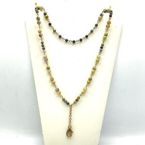LANYARD. Gemstone Beads  (16” drop)